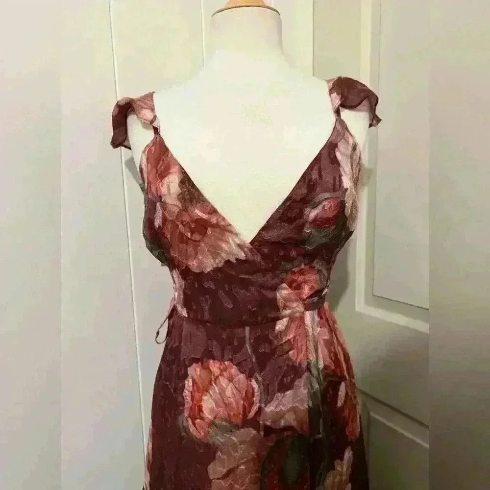 Anthropologie‎ Hutch $240 Senna Floral Tiered Maxi Wrap Dress Feminine Boho Red - Picture 7 of 12